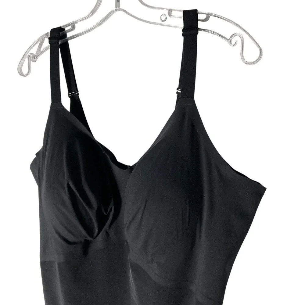 Honeylove Sleeveless Mid-Thigh Bodysuit Compression TPBS00010 Black Plus Size 3X